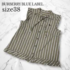 バーバリーブルーレーベル　ノースリーブ　ブラウス　リボン　フリル　ロゴ刺繍　M