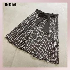 INDIVI ドット柄フレアスカート