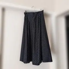 UNIQLO サーキュラースカート　ドット柄 ブラック L