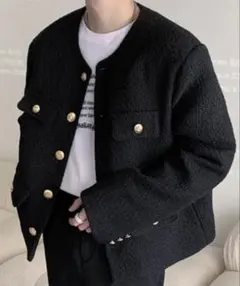 c*o様 ADAWAS アダワス ニットツイード ジャケット ネイビー 金ボタン
