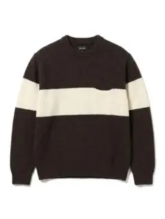 BEAMS ビームス ニット セーター ダークグリーン×ホワイト メンズMのサムネイル