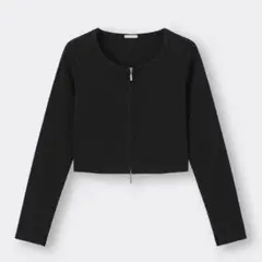 【美品】GUリブダブルジップカーディガン ブラック　L