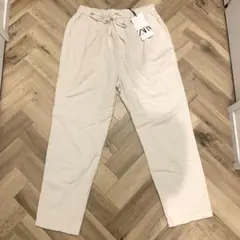 新品　ZARA イージーパンツ　コットン　ホワイト