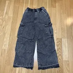 ダークグレー カーゴパンツ ゴムウエスト