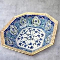 美品✨三洋陶器 龍峰窯 有田焼 金七宝菓子鉢 八角皿 龍峰窯 金彩古伊万里のサムネイル