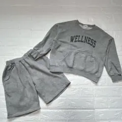 WELLNESS ロゴ トレーナー ハーフパンツ セットアップ グレー