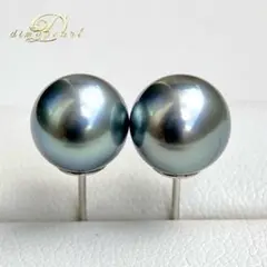 本真珠南洋黒蝶真珠オーシャンブルー9㍉s925直結ピアスBL943