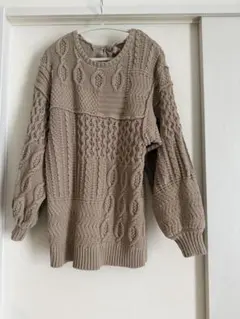 who's who chico パッチワーク風ケーブルニットワンピース