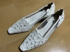 RANDAフラワー刺繍×メッシュパンプス アイボリー