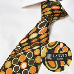 【LANVIN】ランバン ネクタイ シルク100%　総柄 大剣幅8.2cmのサムネイル