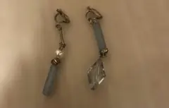 グレー クリスタル パール ロングイヤリング