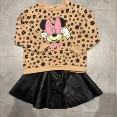 H&M ミニーマウス 裏起毛トレーナー レザースカート セット 110cm