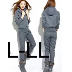 裏起毛 チャコールグレー スウェット レディース セットアップ ルームウェアZ