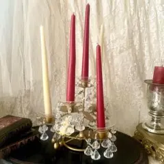 5灯キャンドルホルダー　フランスヴィンテージアンティークろうそく立て　クリスタル