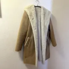 ベージュ ムートン風ロングコート フード付き UNIQLO