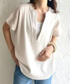 完売品 シーズクローゼット『F』深Vネックワッフルサイドスリットプルオーバのサムネイル