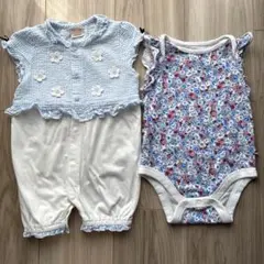 美品 petit main GAP 女の子 ロンパースセット 50-70 夏