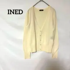 INED Vネック カーディガン M アイボリーウール100% トップスのサムネイル