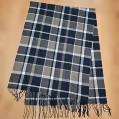 GuUネイビー系チェック大判ストール