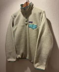patagonia スナップT フリース Mオートミールxターコイズ パタゴニア