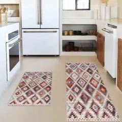 マット 2枚セット C オルテガ 北欧 キッチン 台所 玄関 バス 滑り止め