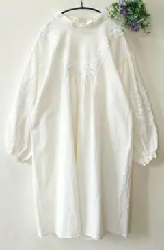 【サマンサモスモス SM2】バテンレースチュニックワンピース　リネンミックス