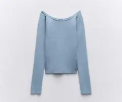 ZARA ブルー オフショルダーセーター