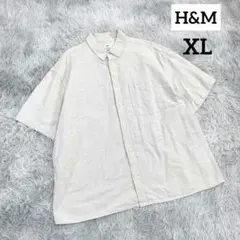 【H&M】半袖シャツ ボタンダウン (XL) ルーズフィット 大きめ ベージュ