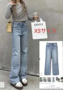 美品　GRL グレイル ワイドセミフレアデニムパンツ cu136ブルー　XS