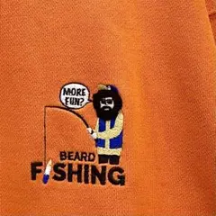 新品　スウェット フィッシング刺繍トレーナー　ワンポイント裏毛　オレンジMサイズ