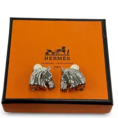 【HERMES エルメス】イヤリング ホースモチーフ メタル シルバー 馬