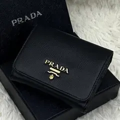 希少 美品PRADA☆鑑定済☆サフィアーノ 黒バイカラー プラダ財布