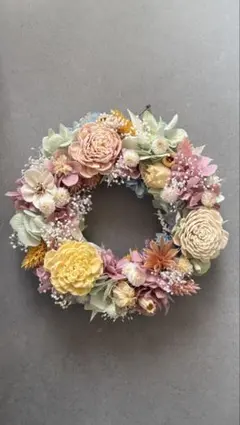 ドライフラワー❀natural秋色紫陽花のリース - メルカリ