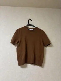 ZARA 半袖ニット ブラウン Mサイズのサムネイル