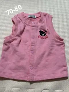 【70〜80cm】ダブルビー　ミキハウス　ベビー　ベスト　Sサイズ　ピンク