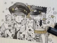 ハガキサイズ 手描き アナログ オリジナルイラスト