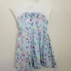 メゾピアノ　ドリーミースウィーツ柄ドッキングワンピース　140cm ノースリーブ