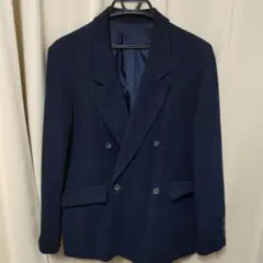SIMPLICITE ネイビー ダブルブレスト テーラードジャケット 厚手