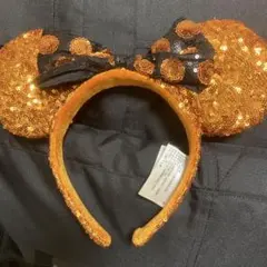 ディズニーパーク ミッキー耳カチューシャ スパンコール オレンジ　キラキラ