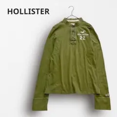 Y6815＊ホリスター ヘンリーネックロングTシャツ 刺繍ロゴ アメカジ M