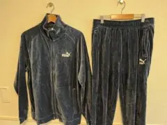新品 PUMA ベロア セットアップ 上下セット ネイビー Lサイズ
