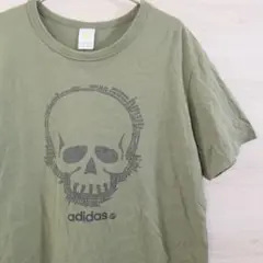 【アディダス】adidas　メンズ　Tシャツ　ビッグシルエット　カーキ　ドクロ