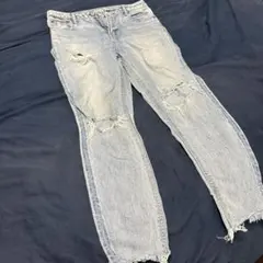 SLY JEANS 데미지 데님 팬츠 라이트 블루