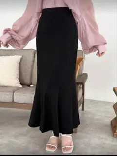 マーメイドヘムスカート　ブラック