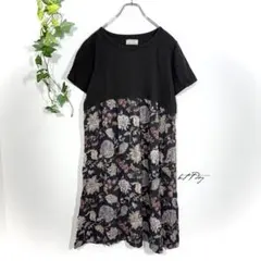 ララ様専用ハートマーケット ワンピース(F)チュニック 花柄 切替 フリーサイズ