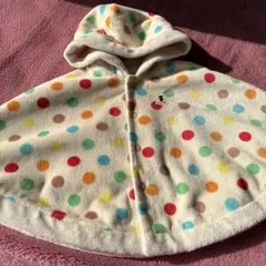 水玉模様 フリース ベビーポンチョ