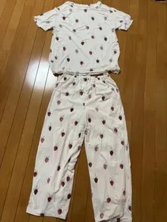 ジェラピケ　いちご柄　ルームウェアセット　ストロベリー　ジェラートピケ　ピンク