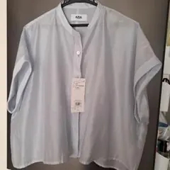 AZUL BY MOUSSY バンドカラー 半袖シャツ ライトブルーのサムネイル