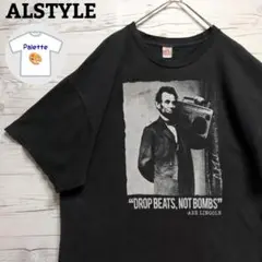 エイブラハム・リンカーン　アメリカ大統領　ラジカセ　パロディ　ユニーク　黒　XL