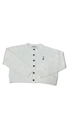 ホワイト編み込みカーディガン